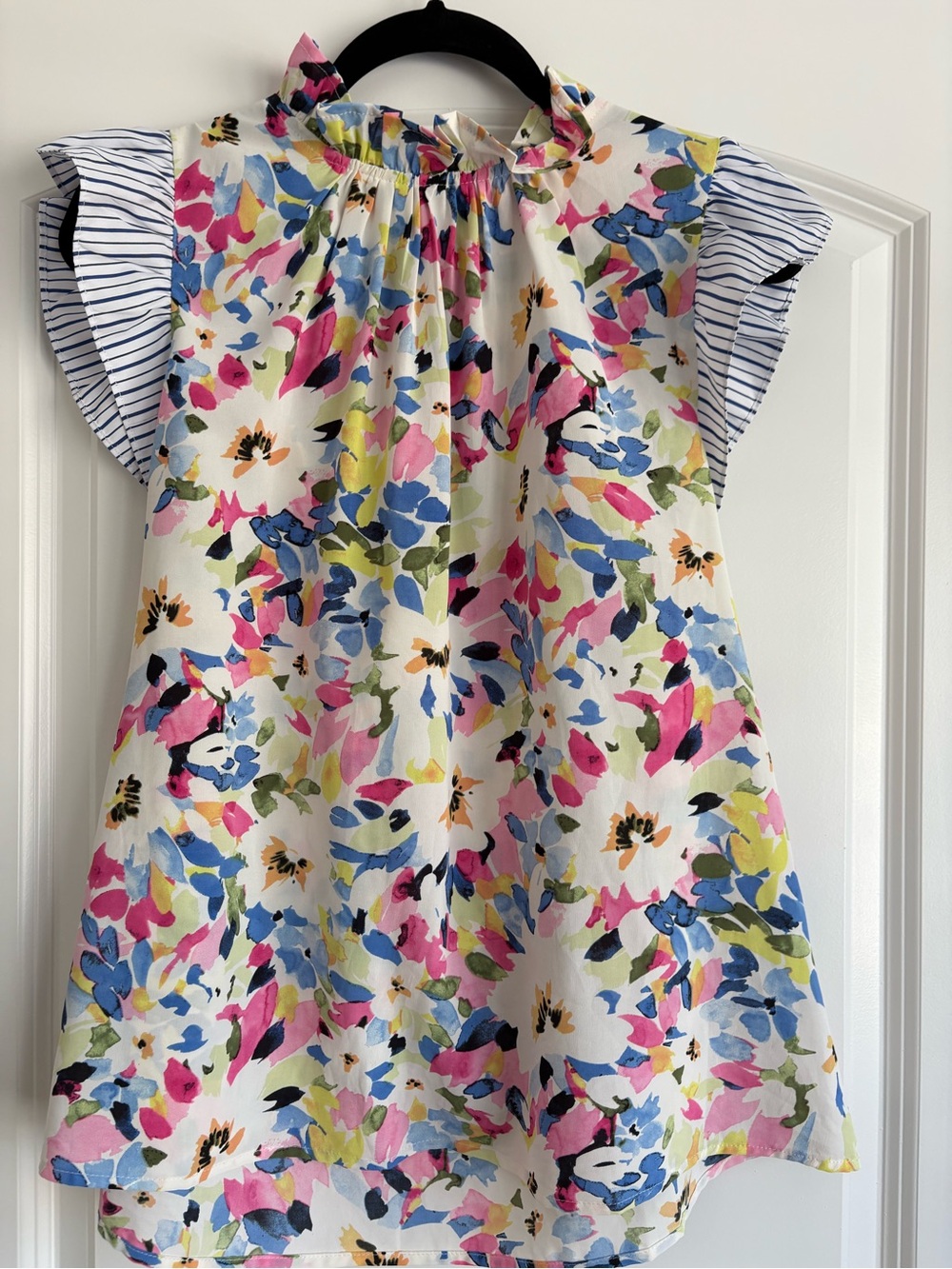 Floral Flutter-Sleeve Casual Dress - White Multi